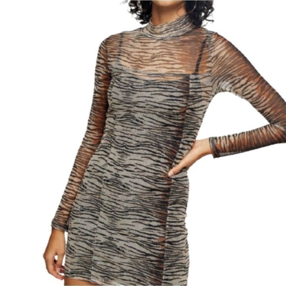 Topshop Zebra Print Mini Dress - Picture 4 of 4